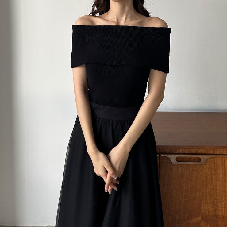 ルエレ Louere Louere ワイドオフショル長袖ニットトップス （ブラック） ワイドオフショル長袖ニットトップス | Louere (ルエレ)｜公式