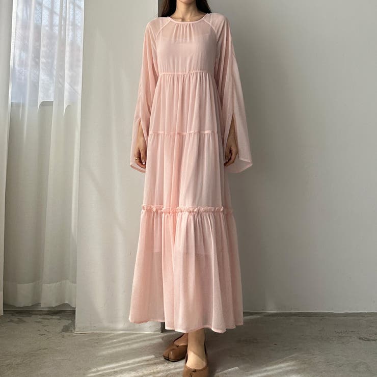 louere 【ペチコートset】シアーティアードワンピース[品番