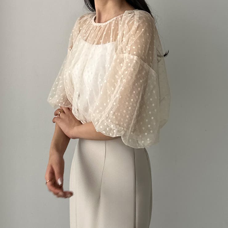624u*美品 ADORE アドーア シアー バルーン袖 ブラウス
