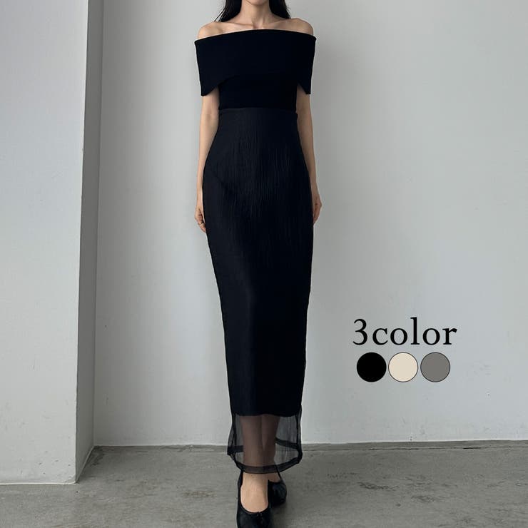 Louere ハイウエストシアーIラインスカート[品番：AMTW0010491