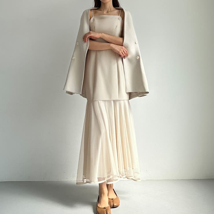 Louere 裾シアーチュールマーメイドキャミワンピース[品番
