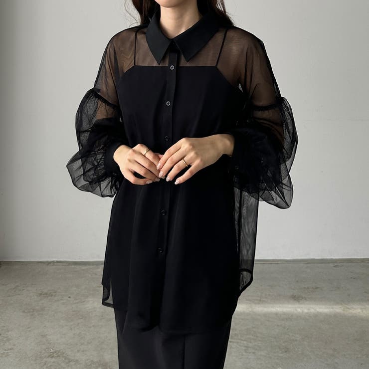 Louere チュールボリュームスリーブシアーシャツ | Louere | 詳細画像7 