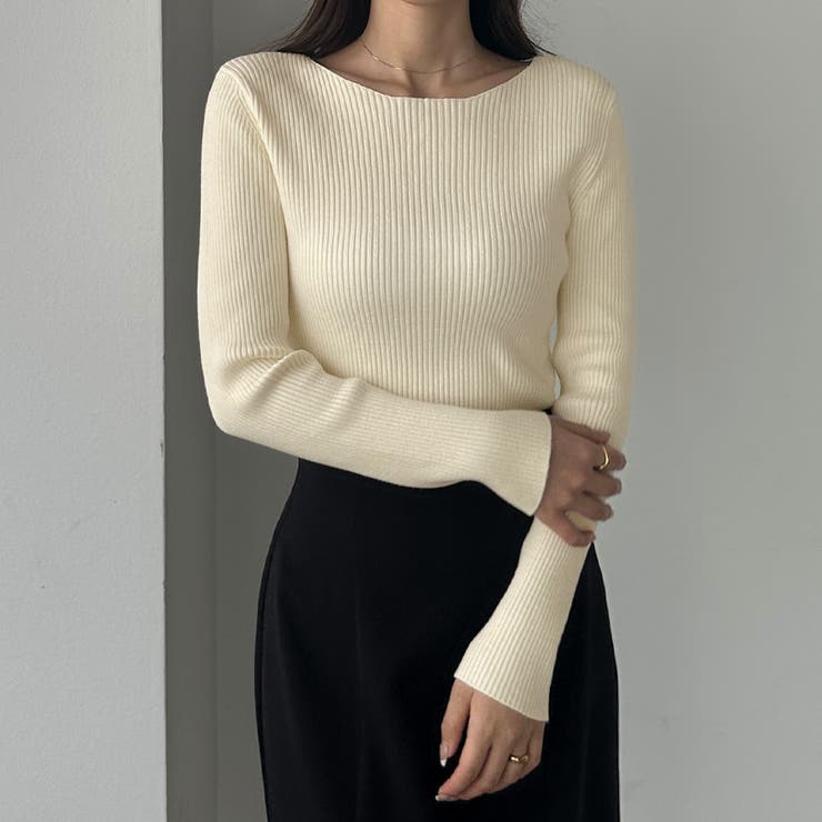 Louere ボートネック長袖リブニット | Louere | 詳細画像2 