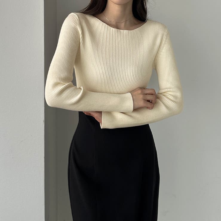 Louere ボートネック長袖リブニット | Louere | 詳細画像4 