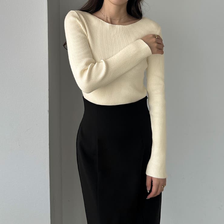 Louere ボートネック長袖リブニット | Louere | 詳細画像5 