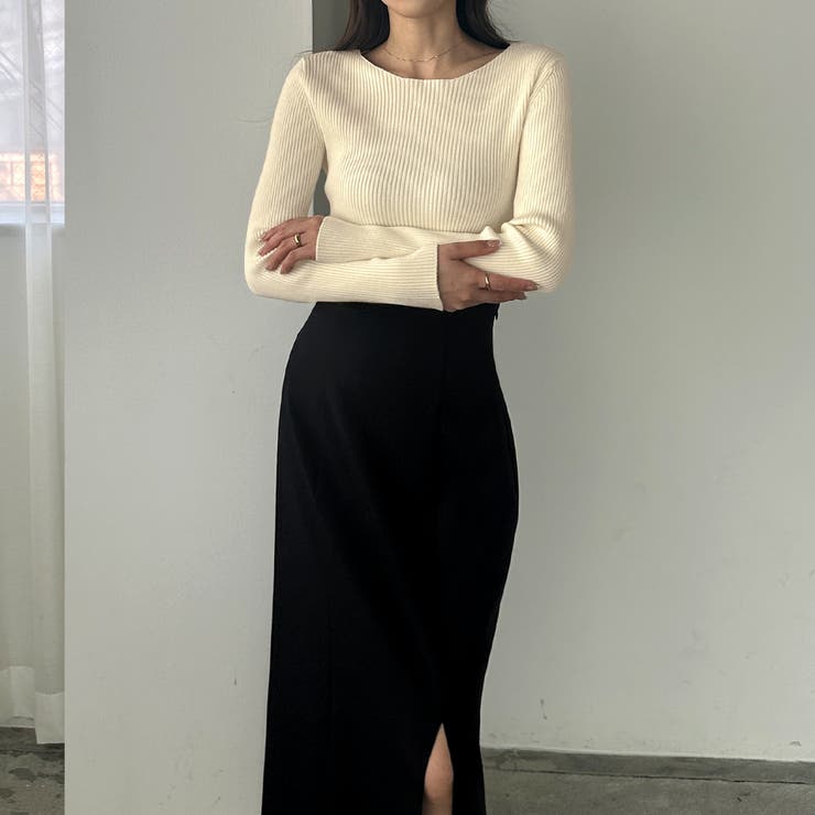 Louere ボートネック長袖リブニット | Louere | 詳細画像6 