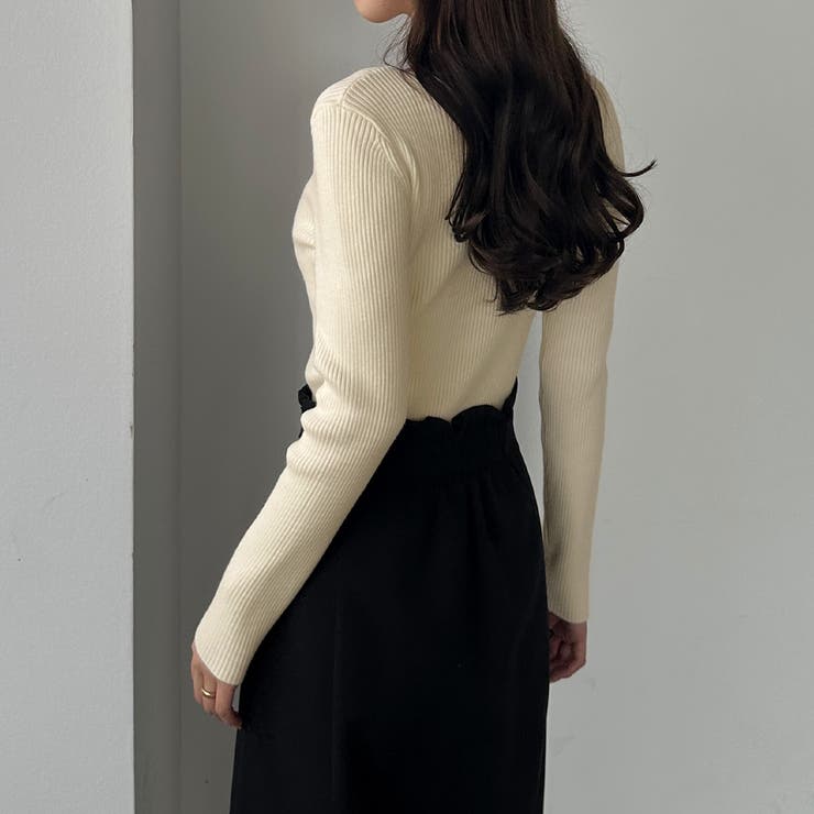 【新品】 L'Appartement リブニット タイト　ボートネック 長袖 新品】 L´Appartement リブニット タイト ボートネック 長袖