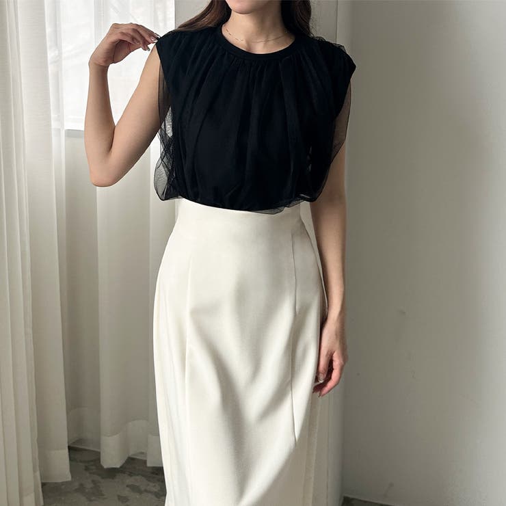 Louere チュールノースリーブトップス | Louere | 詳細画像12 