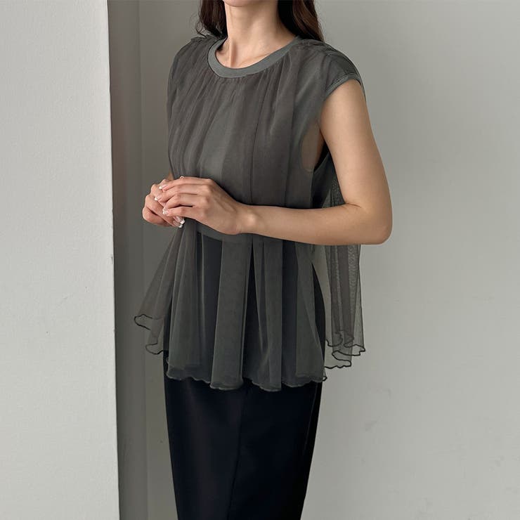 Louere チュールノースリーブトップス | Louere | 詳細画像18 