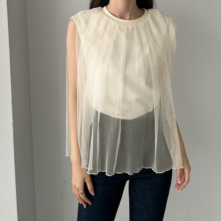 Louere チュールノースリーブトップス | Louere | 詳細画像2 