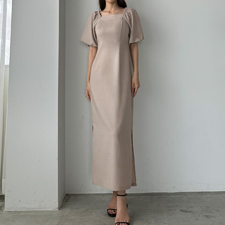 ebure ナチュラルリネンフラワースクエアネックワンピース ebure/エブール｜新作入荷！ 「 エブール」の大人フラワー