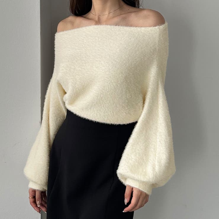 Louere オフショルシャギーニット[品番：AMTW0011014]｜Louere