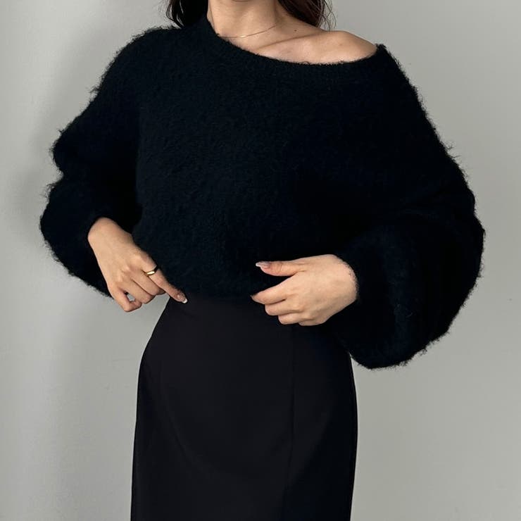 ブラック | Louere ショートシャギーニット | Louere