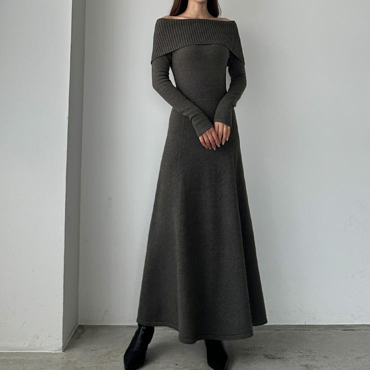 Louere オフショルフレアニットワンピース[品番：AMTW0011117]｜Louere