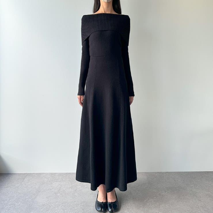 Louere オフショルフレアニットワンピース[品番：AMTW0011117