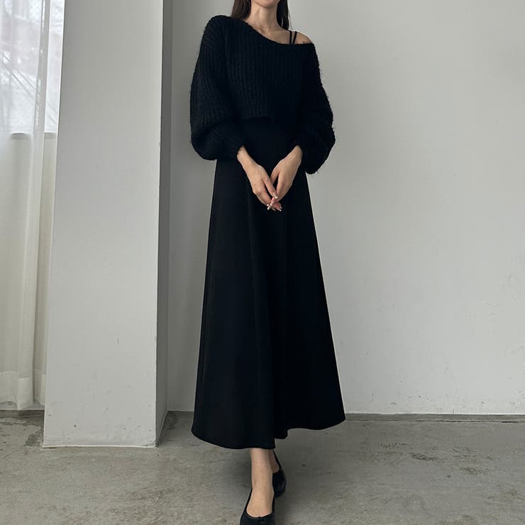 Louere ショートニットトップス＋フレアキャミワンピース | Louere | 詳細画像15 