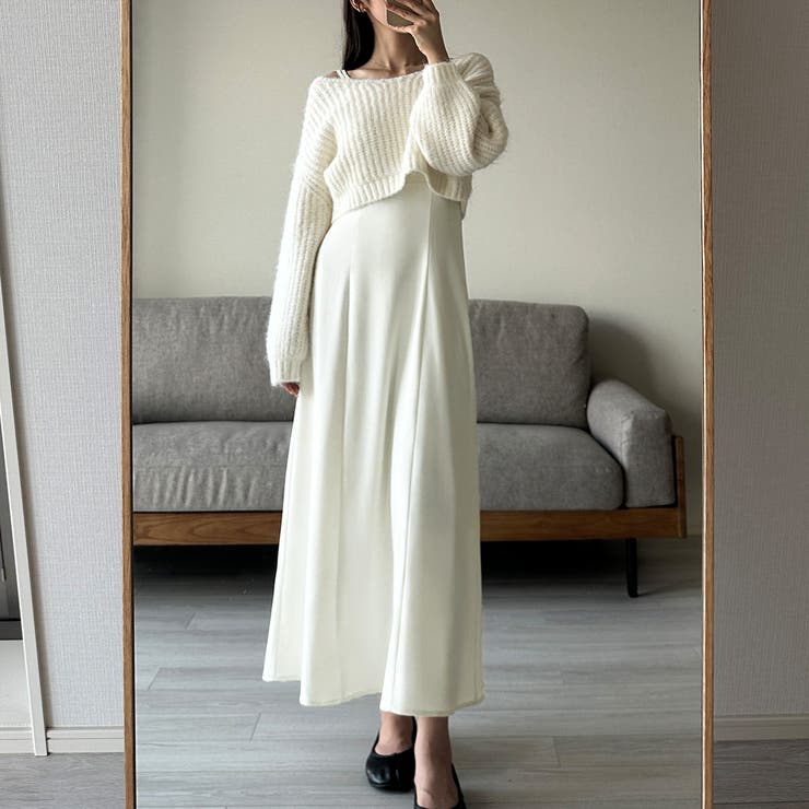 Louere ショートニットトップス＋フレアキャミワンピース | Louere | 詳細画像2 