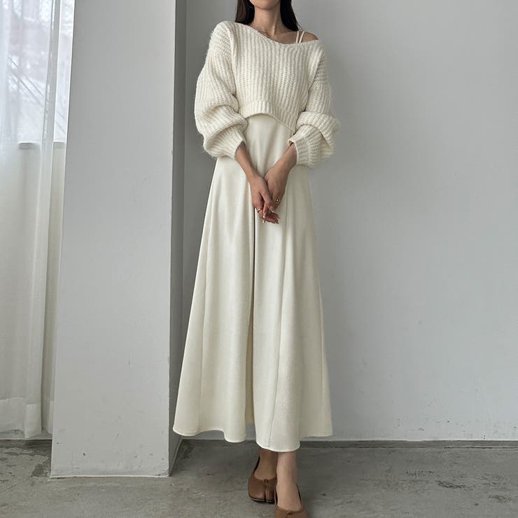 Louere ショートニットトップス＋フレアキャミワンピース | Louere | 詳細画像4 