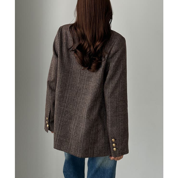 Louere ゴールドボタンテーラードジャケット S ブラウン 372】ゴールドボタンテーラードジャケット | Louere (ルエレ