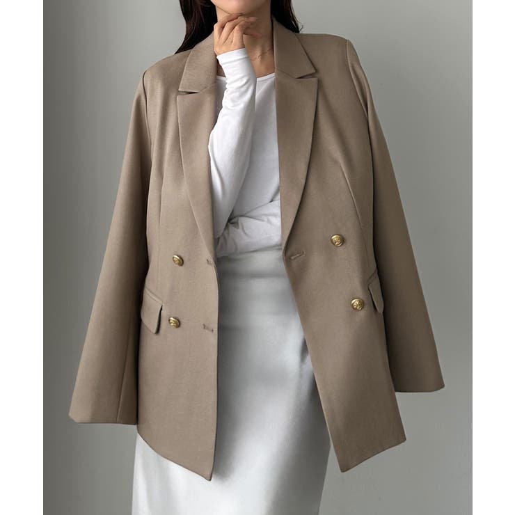 ライトグレージュ | Louere ゴールドボタンテーラードジャケット | Louere