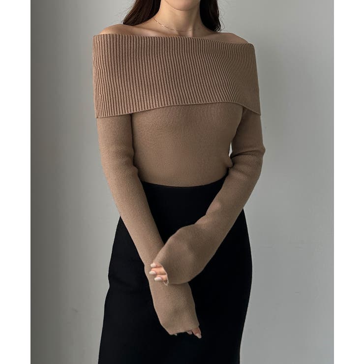 Louere ワイドオフショル長袖ニットトップス | Louere | 詳細画像24 