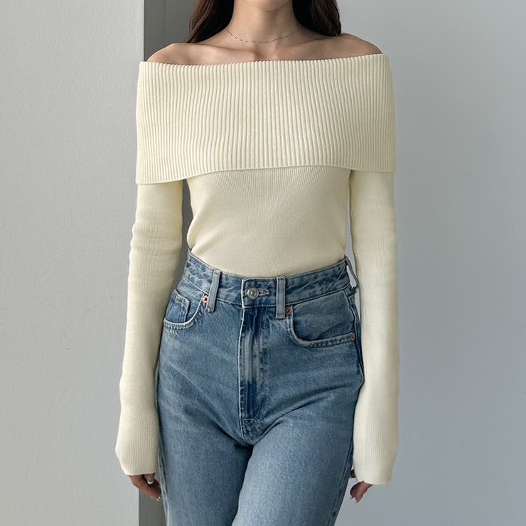 Louere ワイドオフショル長袖ニットトップス | Louere | 詳細画像3 