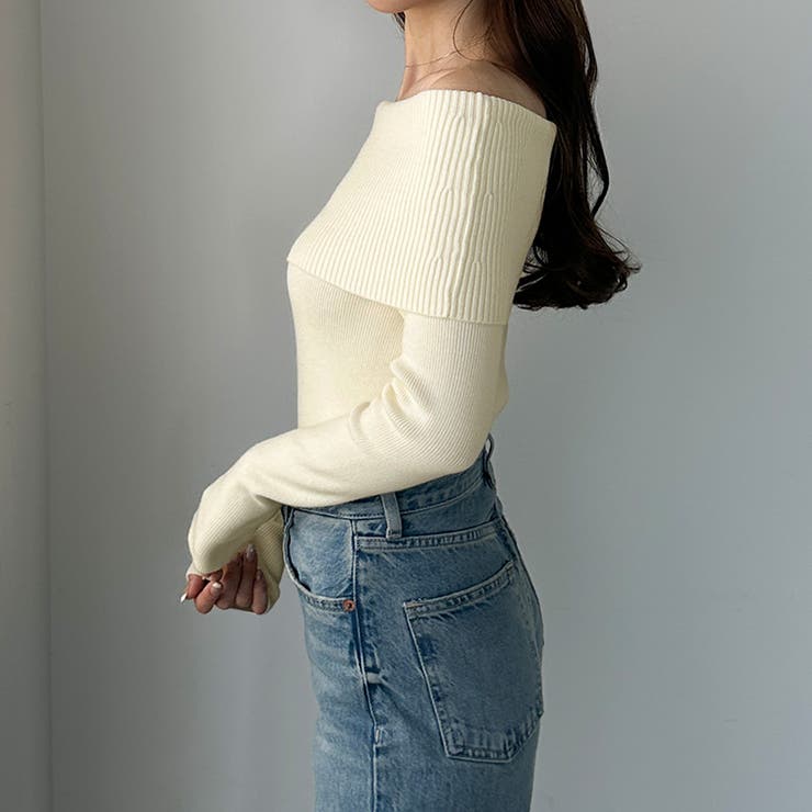 Louere ワイドオフショル長袖ニットトップス | Louere | 詳細画像4 