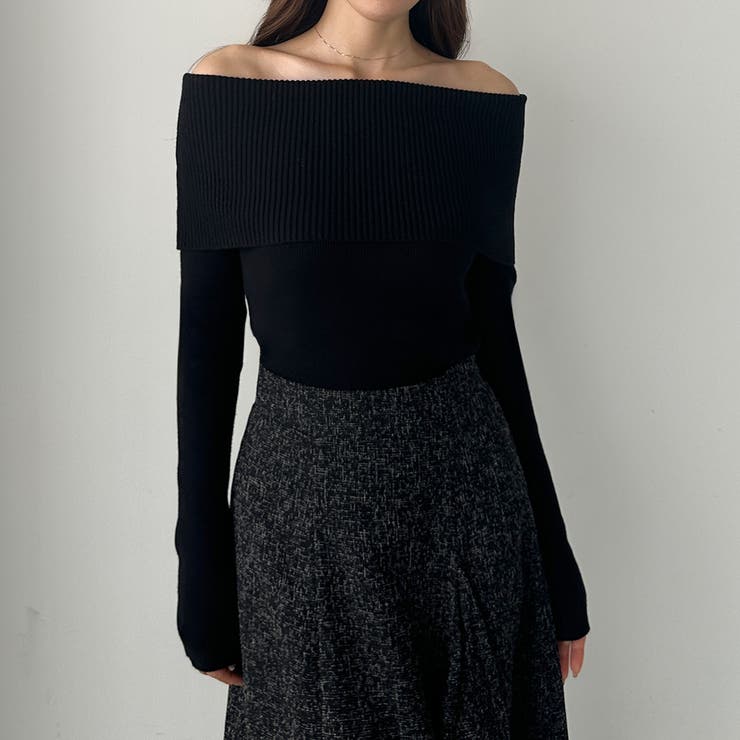 Louere ワイドオフショル長袖ニットトップス | Louere | 詳細画像9 