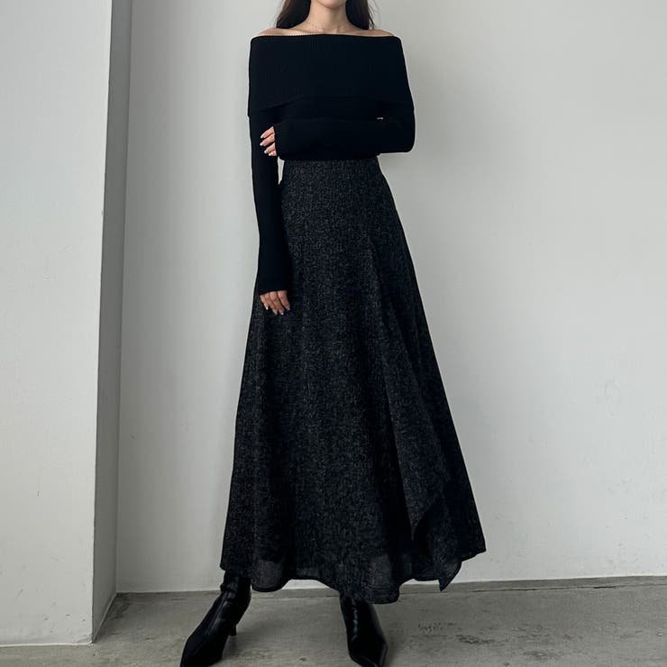 Louere ツイードハイウエストラッフルフレアスカート | Louere | 詳細画像3 