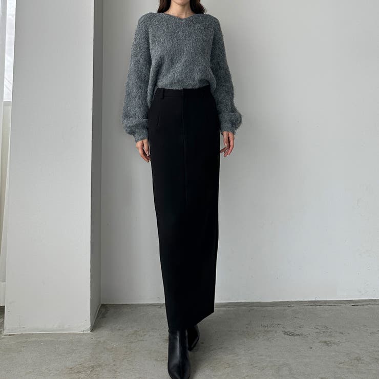 ブラック | Louere Iラインロングスカート | Louere