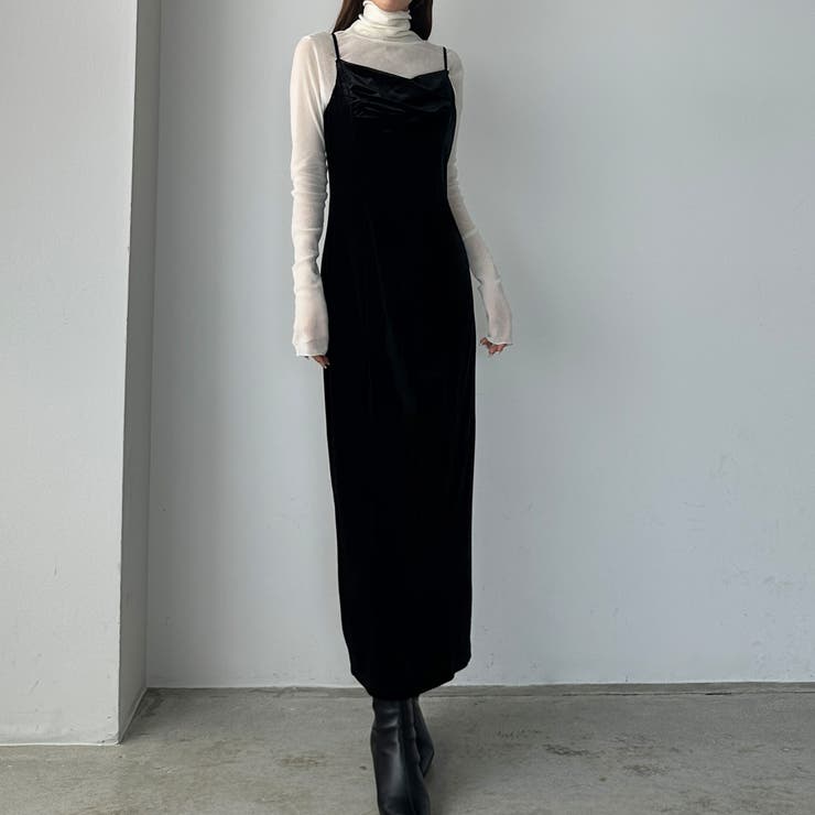 Louere ベロアドレープタイトキャミワンピース[品番：AMTW0011151