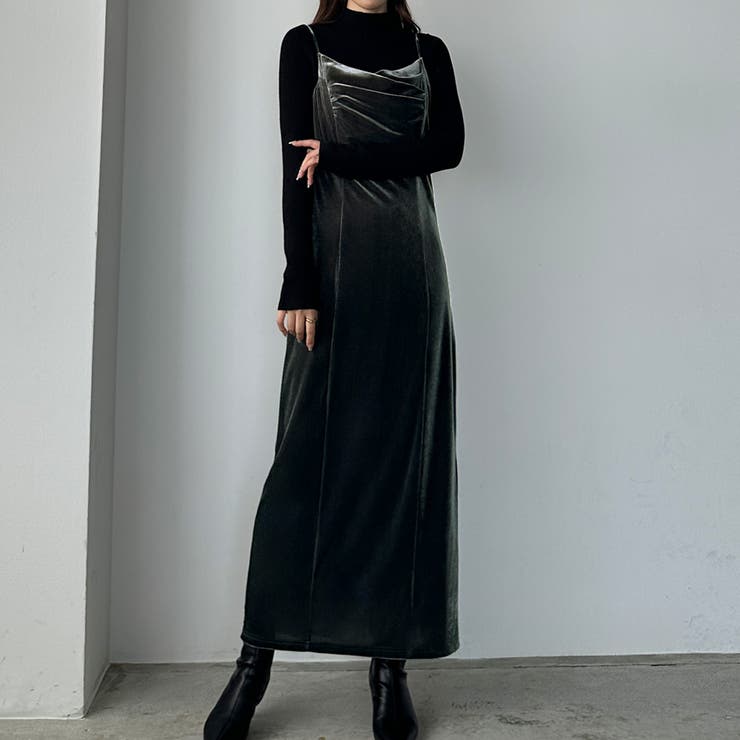 Louere ベロアドレープタイトキャミワンピース[品番：AMTW0011151