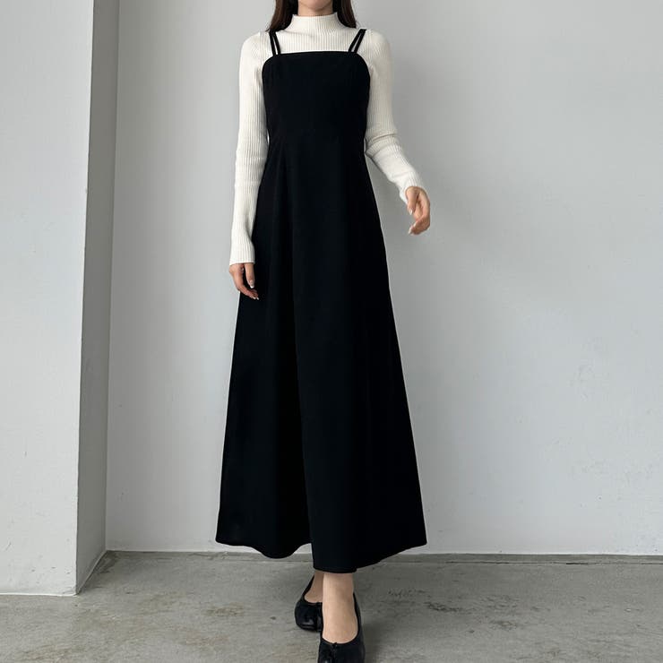 Louere セミフレアバックリボンコーデュロイキャミワンピース[品番