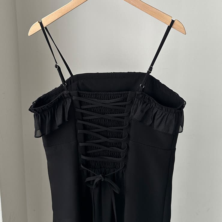 Louere バックレースアップフリルオールインワン[品番：AMTW0011091 
