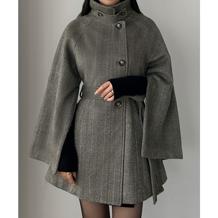 Louere ハイネックミドル丈コート ルエレ Louere Louere ハイネックミドル丈コート （ブラック