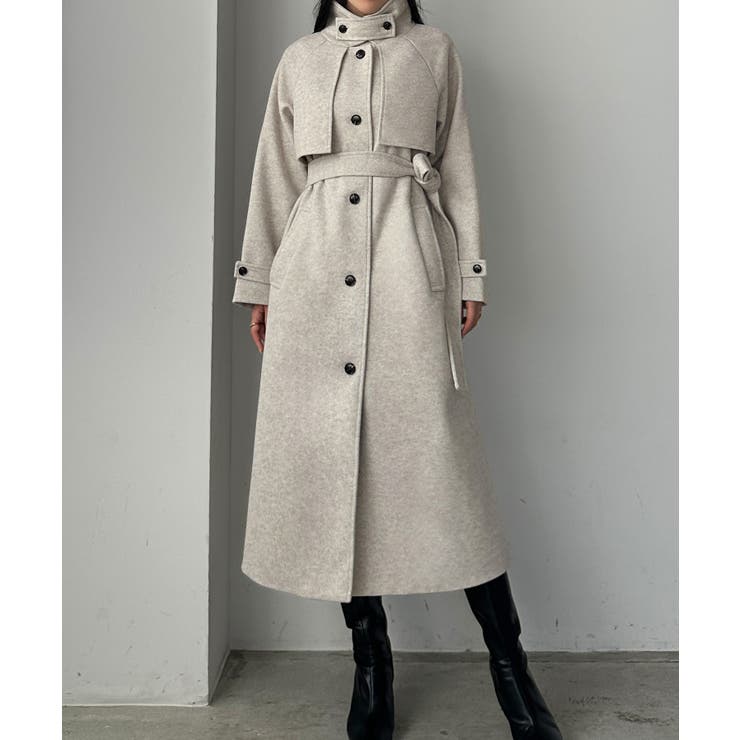 アイボリー | Louere 2wayステンカラーロングコート | Louere