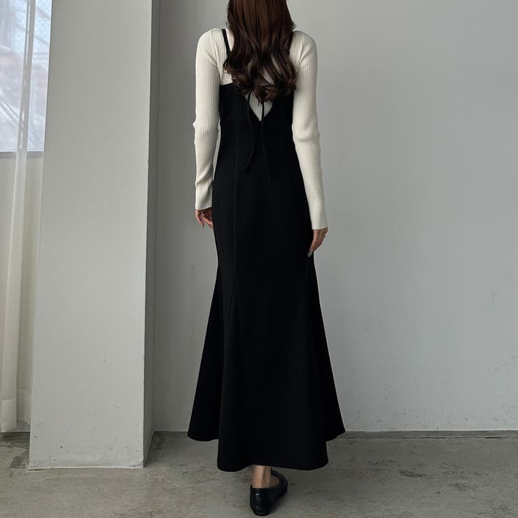 Louere ウォームマーメイドリボンキャミワンピース【秋冬もっちり素材