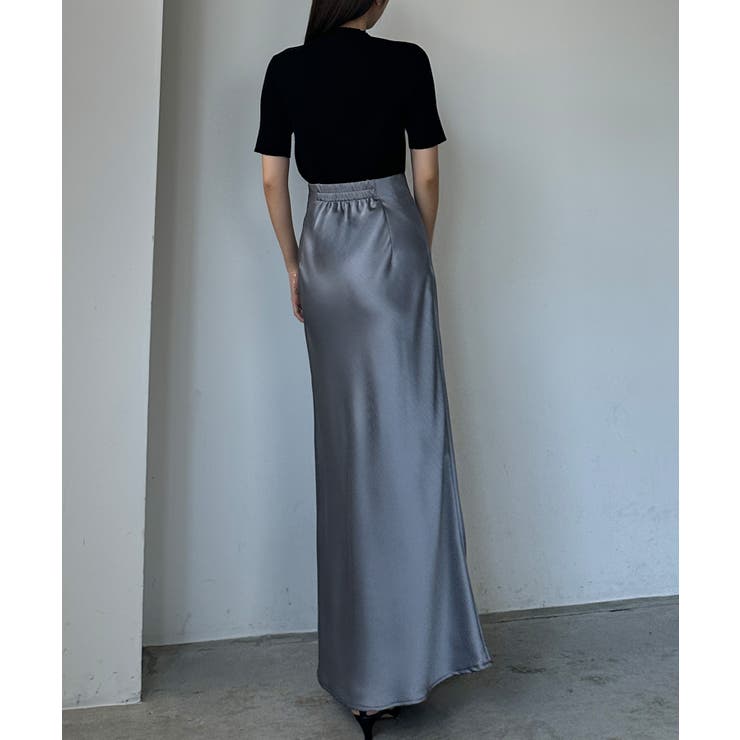 Louere ハイウエストサテンバイヤスナロースカート[品番
