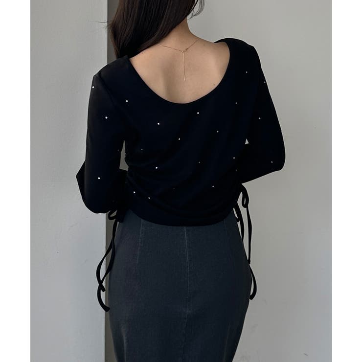 Louere ラインストーンドロストTシャツ | Louere | 詳細画像1 