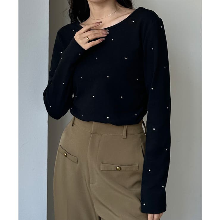 Louere ラインストーンドロストTシャツ | Louere | 詳細画像5 