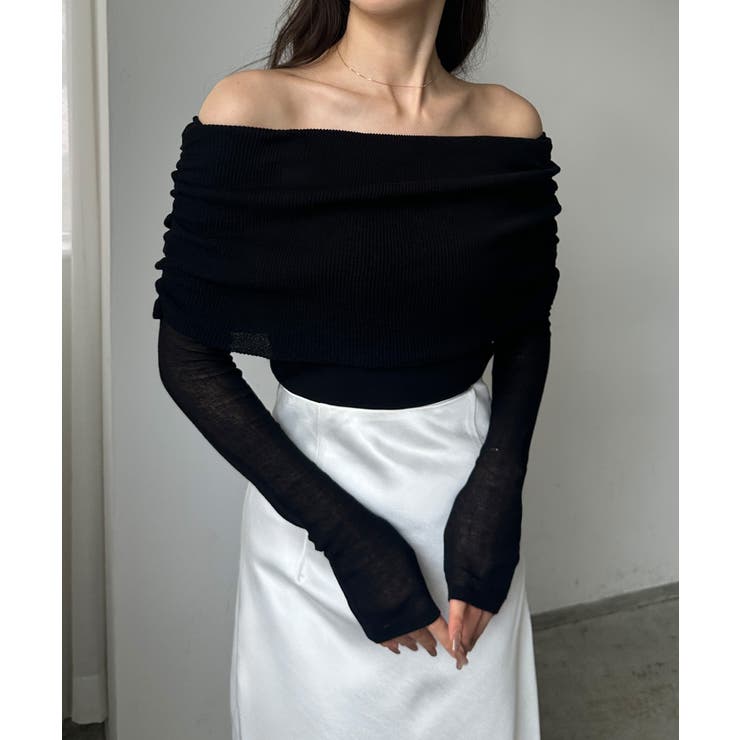 Louere シアーオフショルニットトップス | Louere | 詳細画像1 