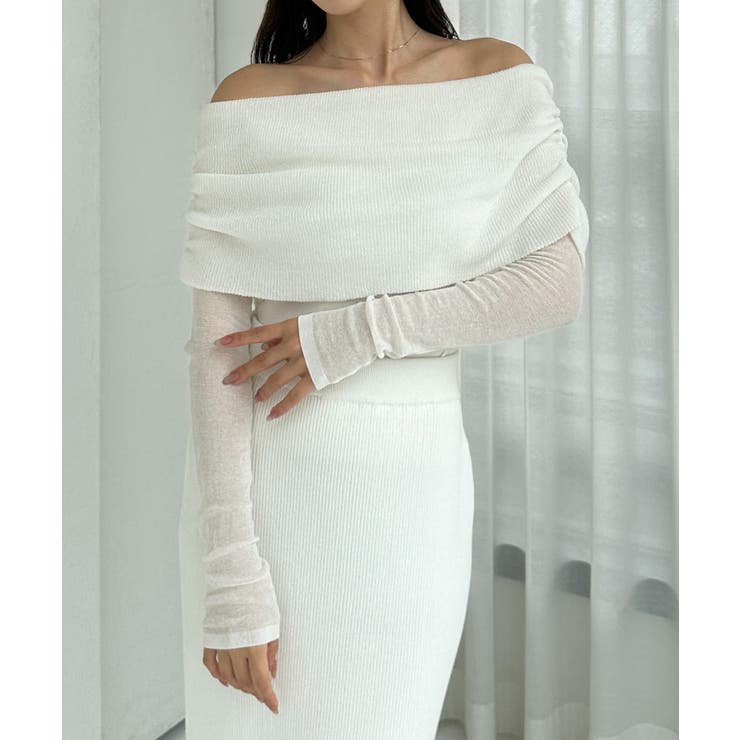 Louere シアーオフショルニットトップス | Louere | 詳細画像10 