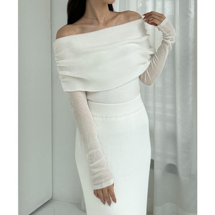 Louere シアーオフショルニットトップス | Louere | 詳細画像11 