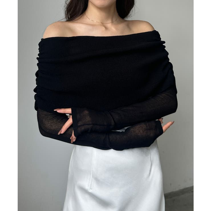 Louere シアーオフショルニットトップス | Louere | 詳細画像2 