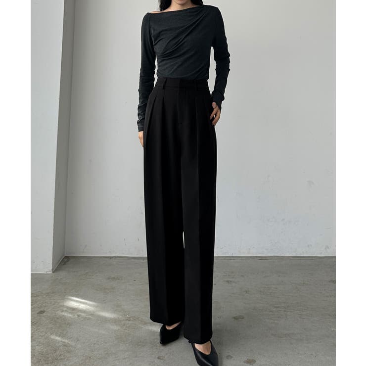 ブラック | Louere ツータックスラックス | Louere