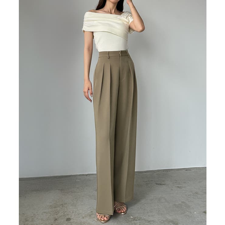 ダークベージュ | Louere ツータックスラックス | Louere