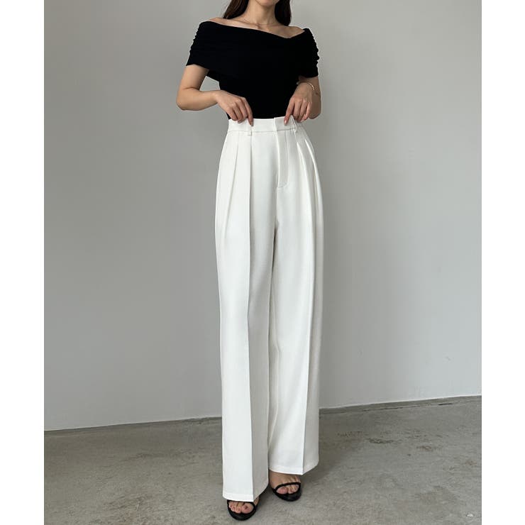 ホワイト | Louere ツータックスラックス | Louere