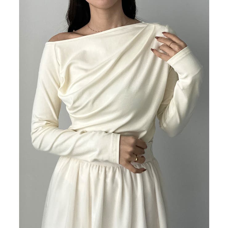 クリーム | Louere ワンショルドレープカットソー | Louere