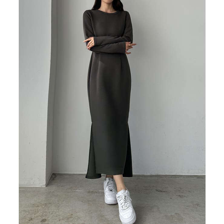 Louere 長袖ストレッチカットマーメイドワンピース[品番：AMTW0011889