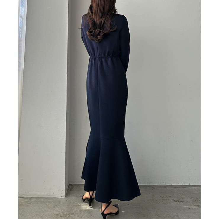 Louere 長袖ストレッチカットマーメイドワンピース[品番：AMTW0011889